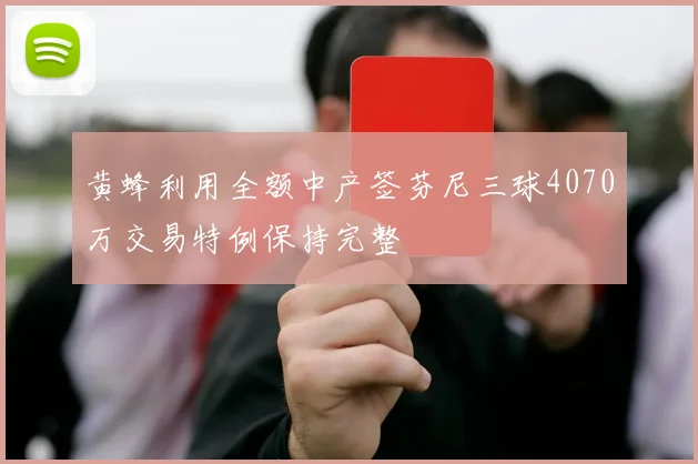黄蜂利用全额中产签芬尼三球4070万交易特例保持完整